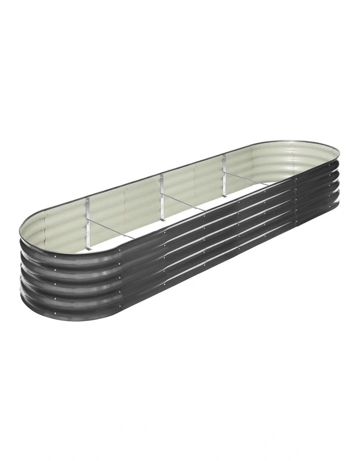 Livsip Galvanised Raised Garden Bed 320X80X42CM Steel Instant Planter Oval image 1