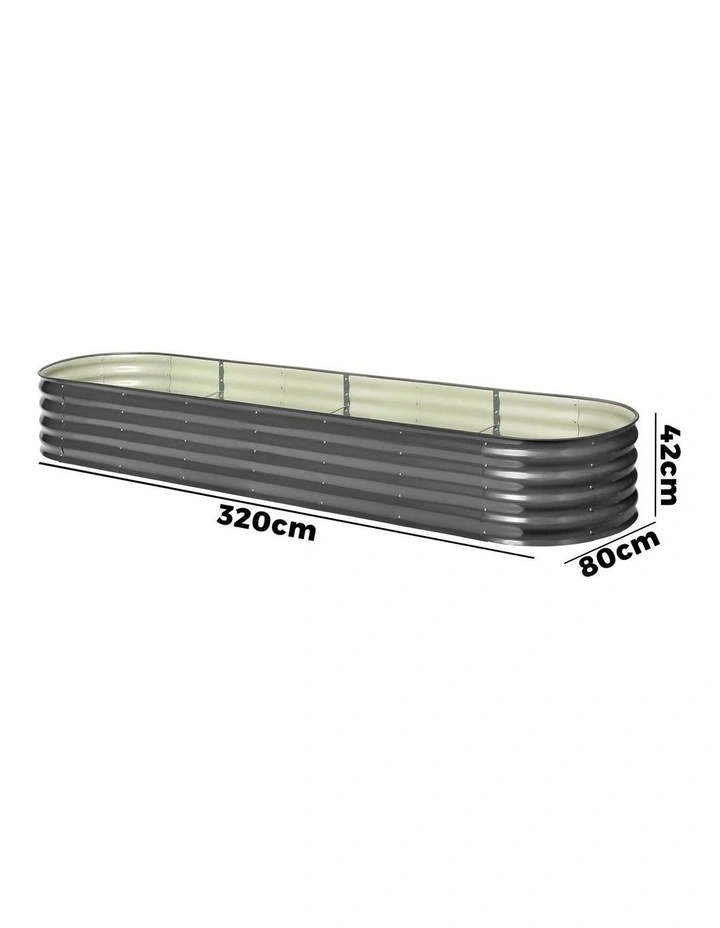 Livsip Galvanised Raised Garden Bed 320X80X42CM Steel Instant Planter Oval image 3