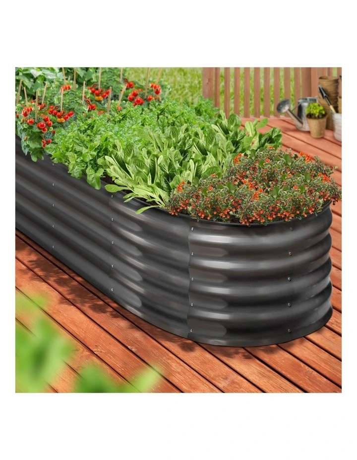 Livsip Galvanised Raised Garden Bed 320X80X42CM Steel Instant Planter Oval image 5
