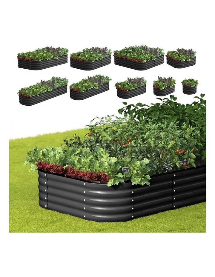 Livsip 9-IN-1 Garden Bed Modular Planter Oval Galvanised Steel 40CM Height image 4