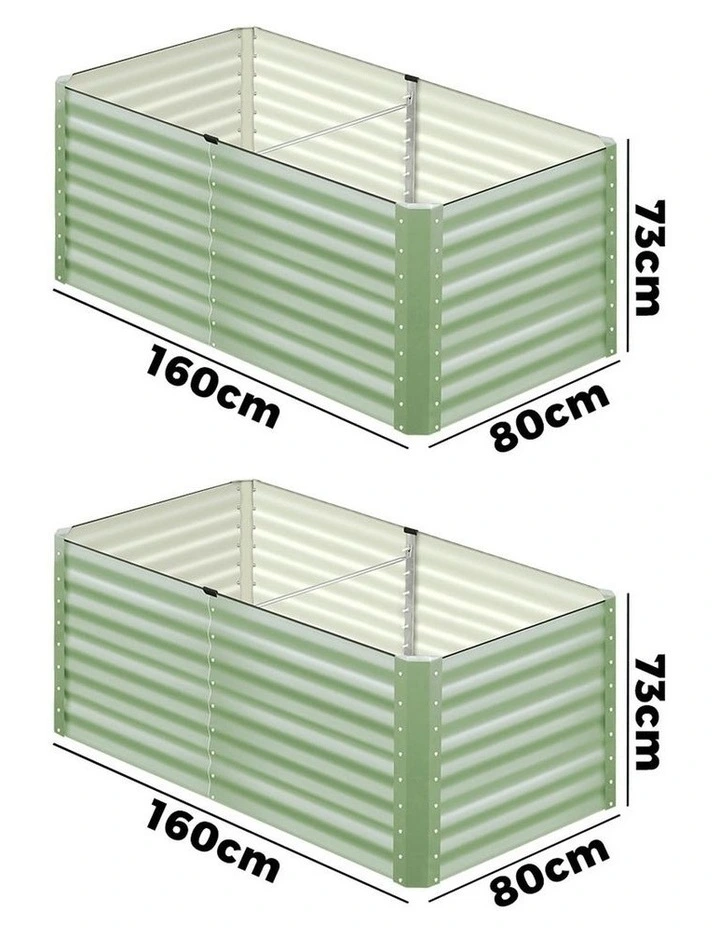 Livsip 2pc Garden Bed 160x80x73CM Raised Container Vegetable Planter Box Green image 3