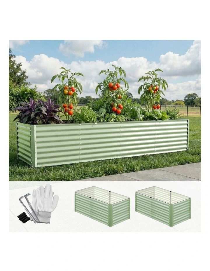 Livsip 2pc Garden Bed 160x80x73CM Raised Container Vegetable Planter Box Green image 4