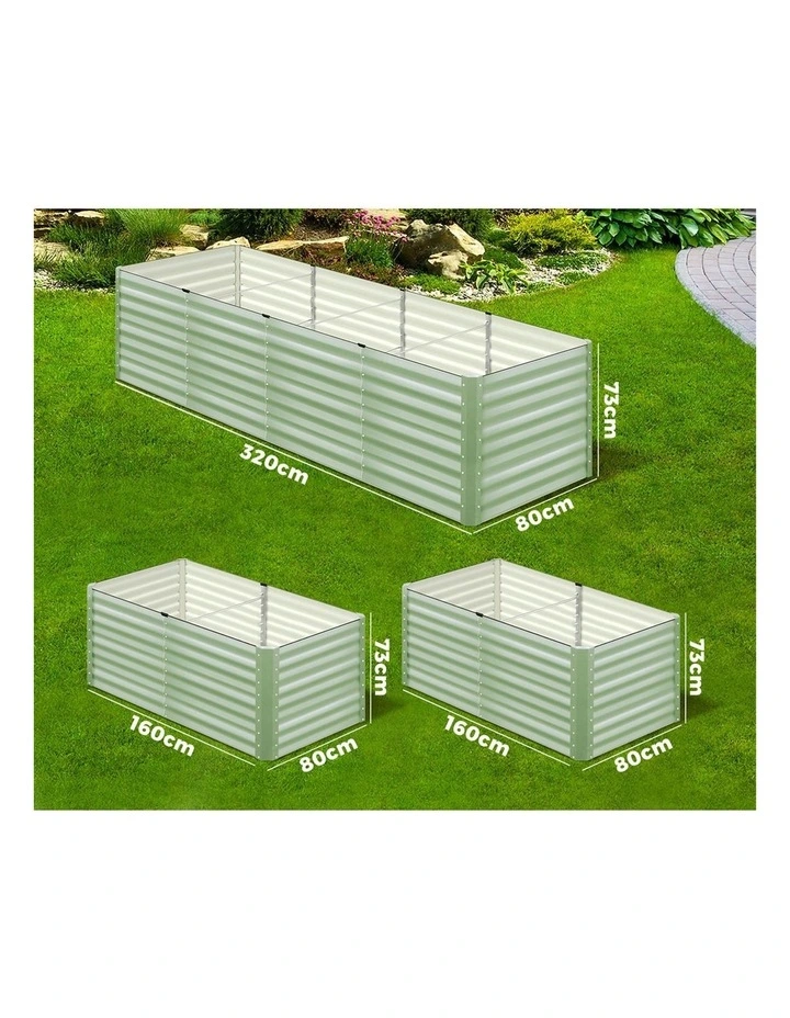 Livsip 2pc Garden Bed 160x80x73CM Raised Container Vegetable Planter Box Green image 5