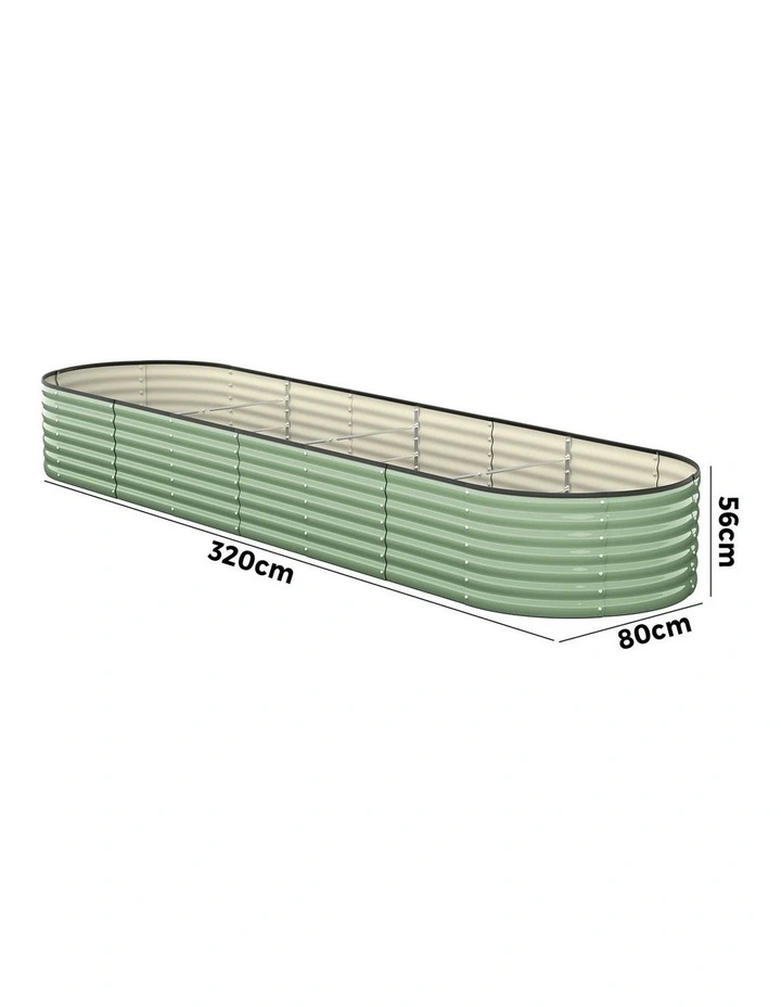 Livsip Garden Bed 320x80x56cm Planter Box Raised Container Galvanised Green image 3