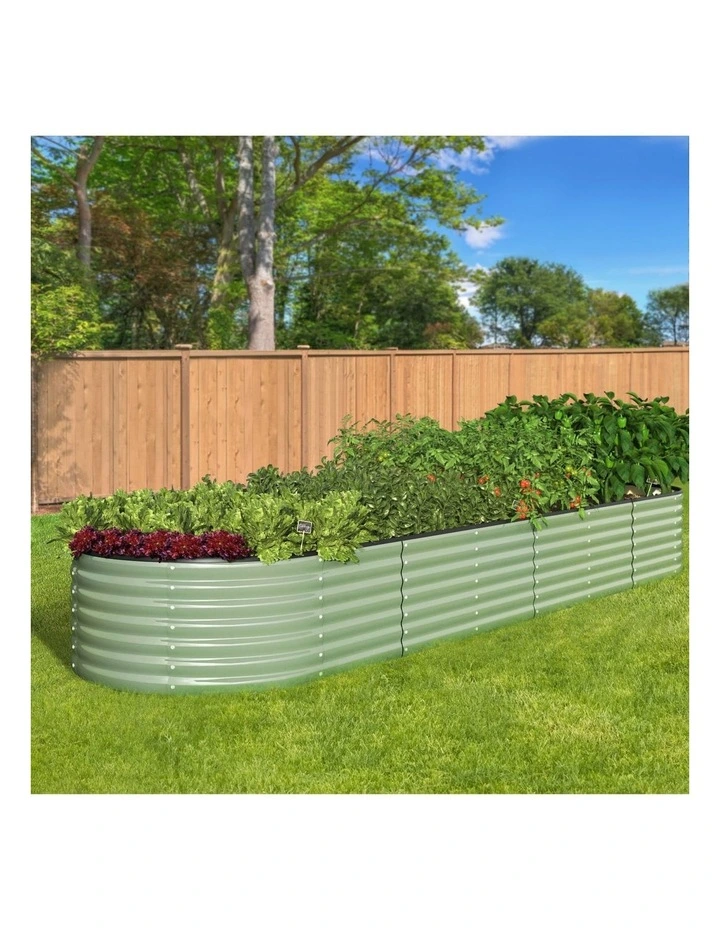 Livsip Garden Bed 320x80x56cm Planter Box Raised Container Galvanised Green image 4