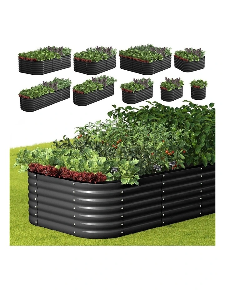 Livsip 9-IN-1 Garden Bed Modular Planter Oval Galvanised Steel 56CM Height image 4