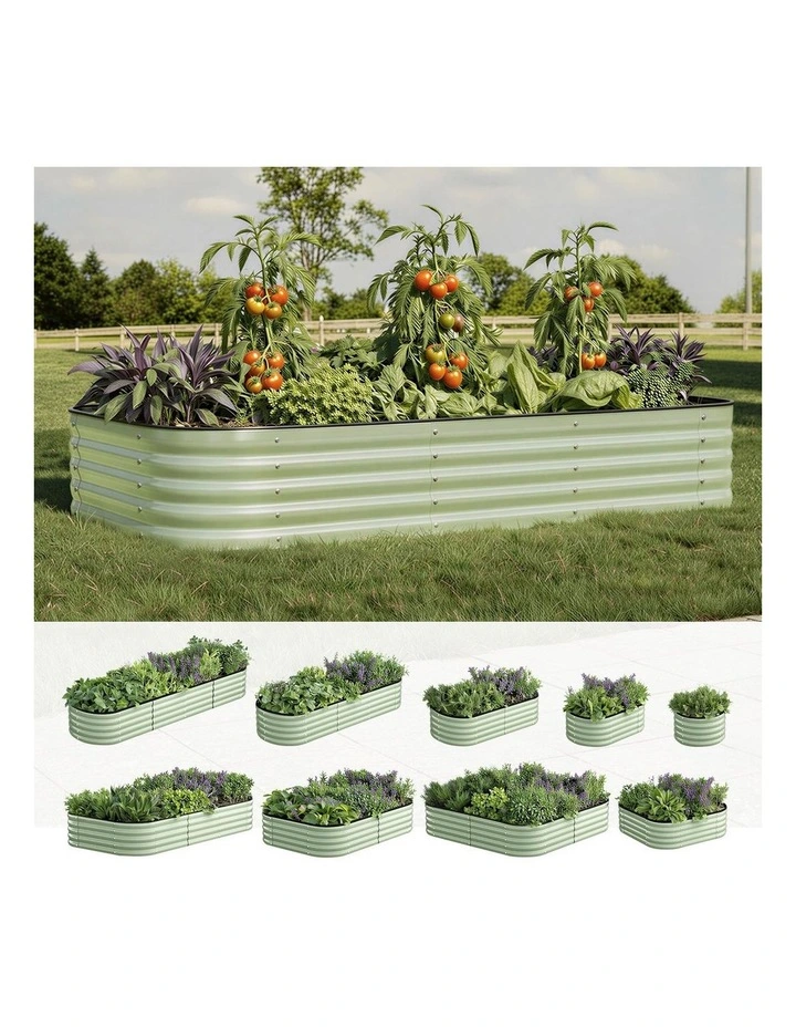 Livsip 9 In 1 Garden Bed Modular Container Planter Galvanised Steel 40CM Height image 4