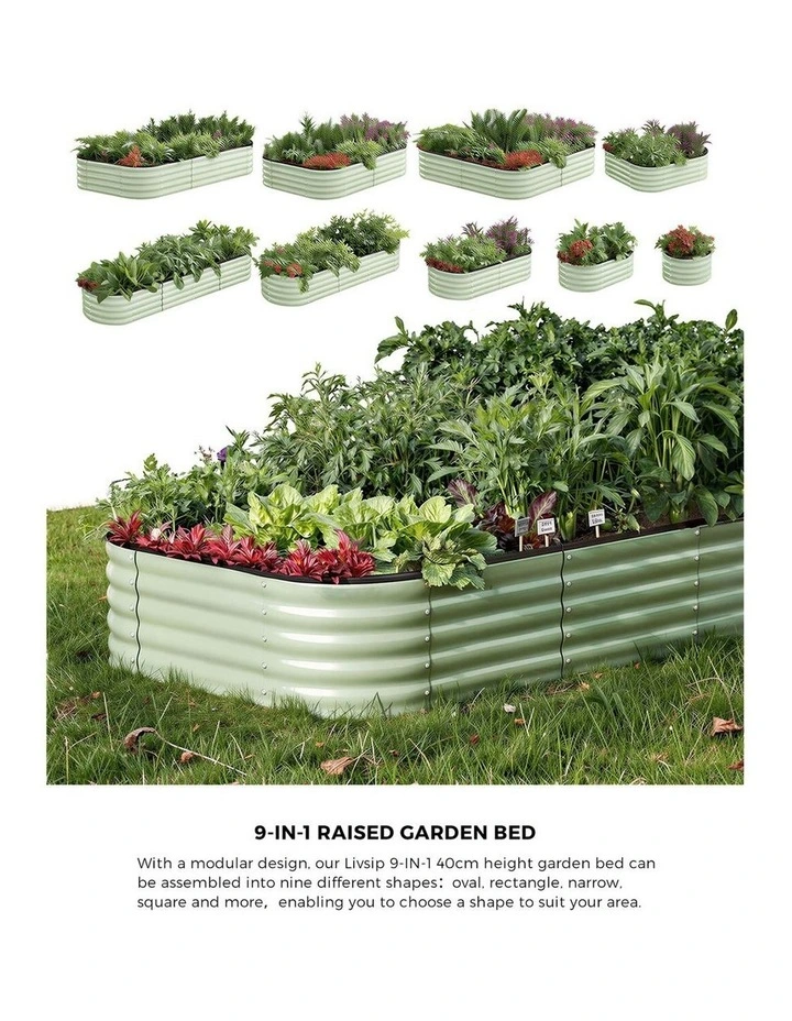 Livsip 9 In 1 Garden Bed Modular Container Planter Galvanised Steel 40CM Height image 5