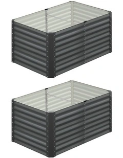 Livsip 2pc Garden Bed 120x80x73CM Kits Raised Vegetable Planter Galvanised Steel