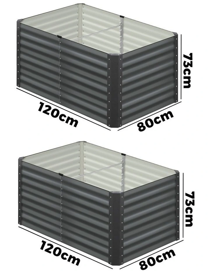 Livsip 2pc Garden Bed 120x80x73CM Kits Raised Vegetable Planter Galvanised Steel image 3
