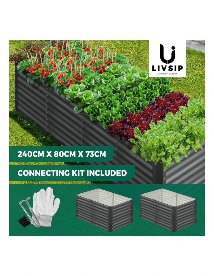 Livsip 2pc Garden Bed 120x80x73CM Kits Raised Vegetable Planter Galvanised Steel image 4