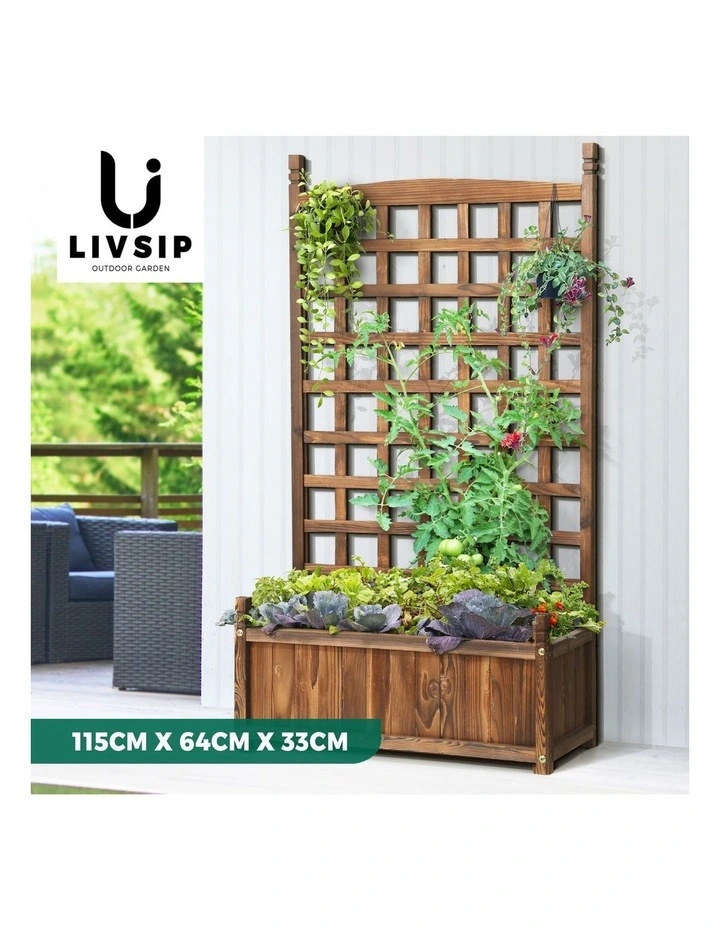 Livsip Raised Garden Bed 64x115cm Wooden Planter Box Vegetables Outdoor Planting image 4