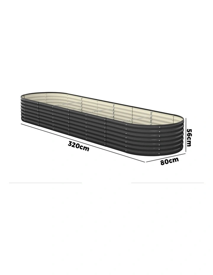 Livsip Raised Garden Bed 320cmX80cmX56cm Kit Planter Oval Galvanised Steel image 3