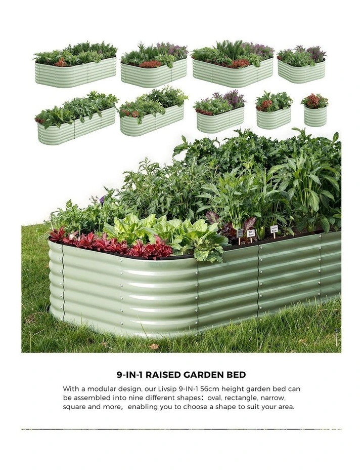 Livsip 9 In 1 Garden Bed Modular Container Planter Galvanised Steel 56CM Height image 5