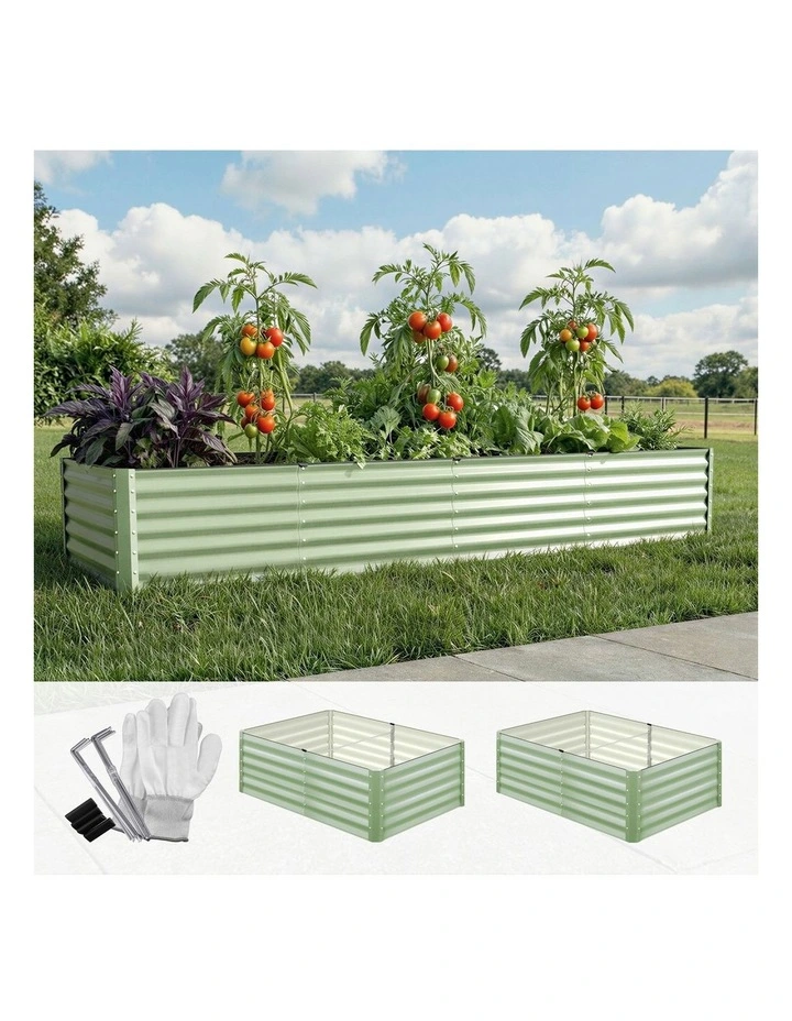Livsip 2pc Garden Bed 160x80x45CM Raised Container Vegetable Planter Box Green image 4