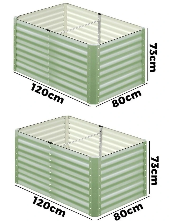 Livsip 2pc Garden Bed 120x80x73CM Raised Container Vegetable Planter Box Green image 3
