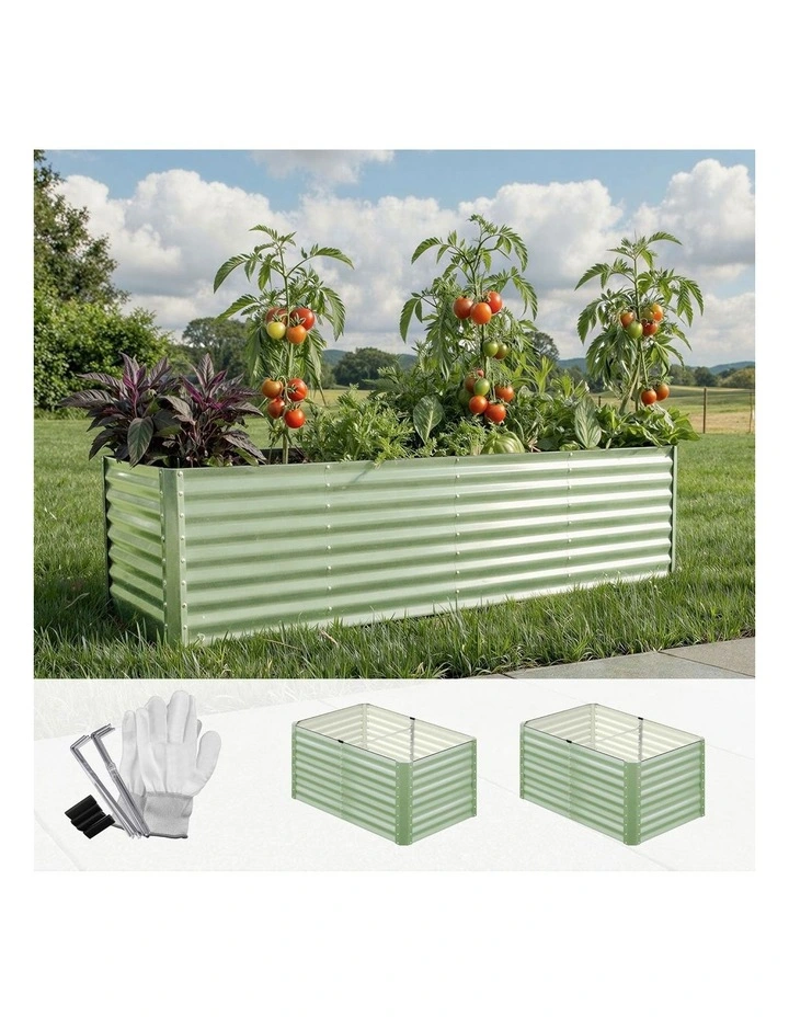 Livsip 2pc Garden Bed 120x80x73CM Raised Container Vegetable Planter Box Green image 4