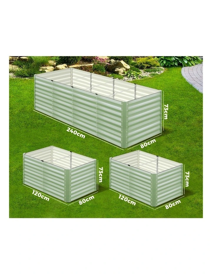 Livsip 2pc Garden Bed 120x80x73CM Raised Container Vegetable Planter Box Green image 5