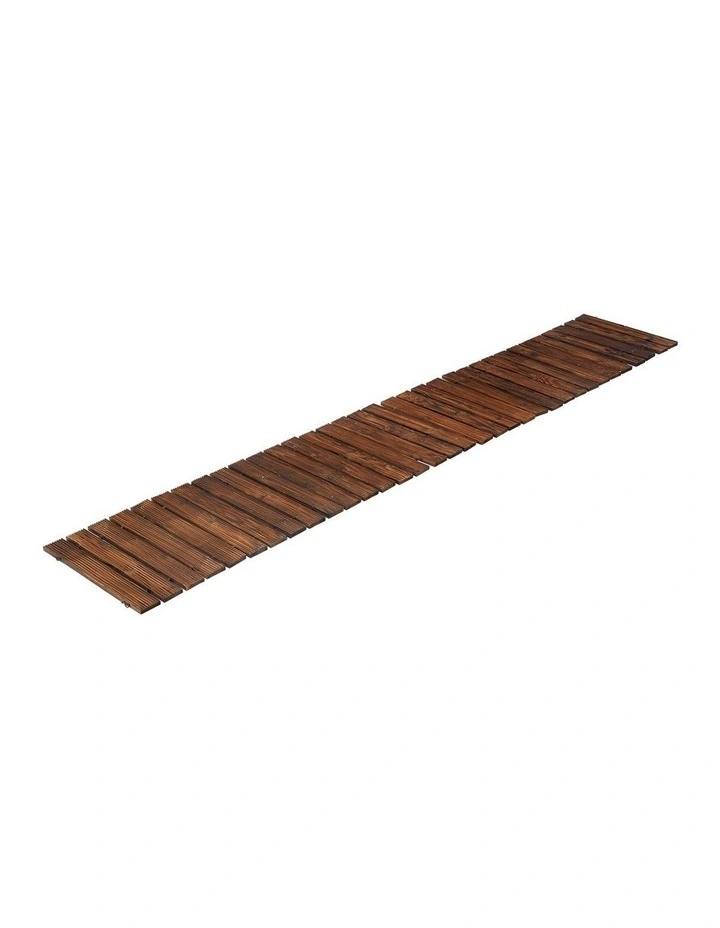 Livsip Garden Wooden Pathway 8ft Roll-Out Straight Wood Walkway Backyard Outdoor image 1