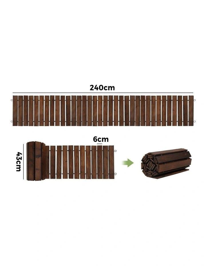 Livsip Garden Wooden Pathway 8ft Roll-Out Straight Wood Walkway Backyard Outdoor image 3