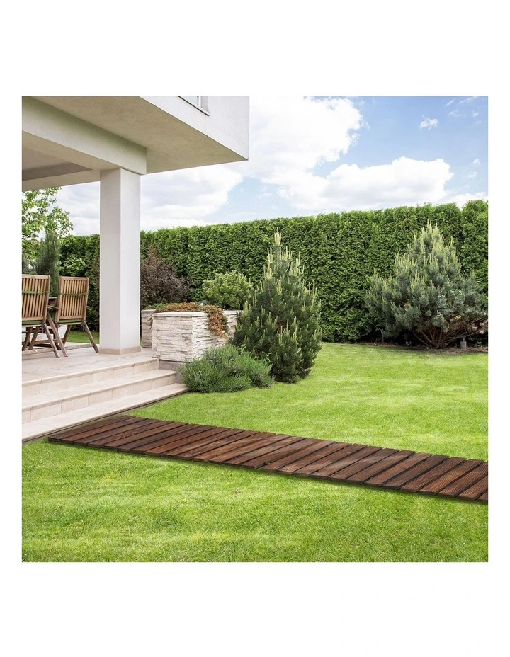 Livsip Garden Wooden Pathway 8ft Roll-Out Straight Wood Walkway Backyard Outdoor image 5
