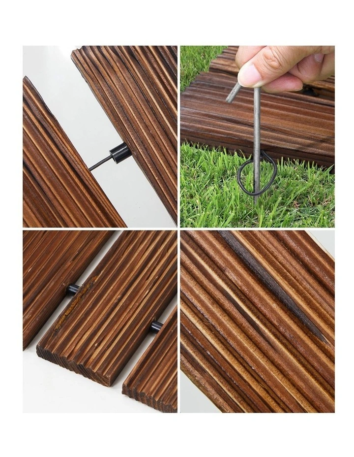 Livsip Garden Wooden Pathway 8ft Roll-Out Straight Wood Walkway Backyard Outdoor image 6
