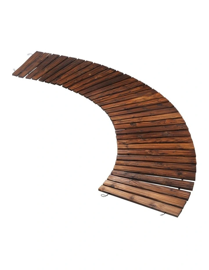Livsip Garden Wooden Pathway 8ft Roll-Out Curved Wood Walkway Backyard Outdoor image 1