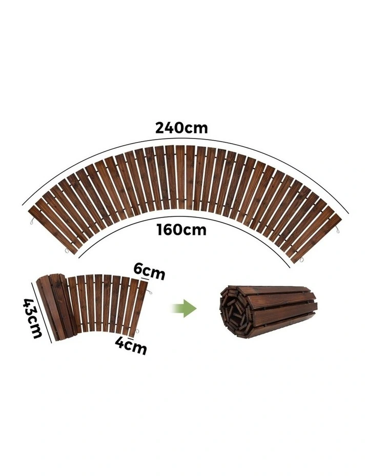 Livsip Garden Wooden Pathway 8ft Roll-Out Curved Wood Walkway Backyard Outdoor image 3