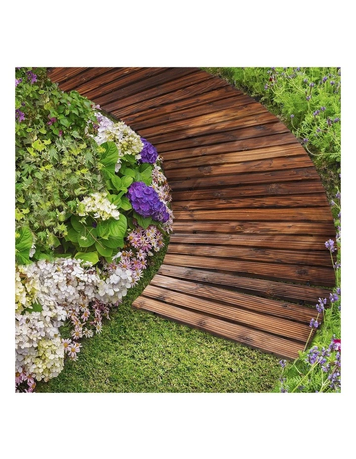 Livsip Garden Wooden Pathway 8ft Roll-Out Curved Wood Walkway Backyard Outdoor image 4