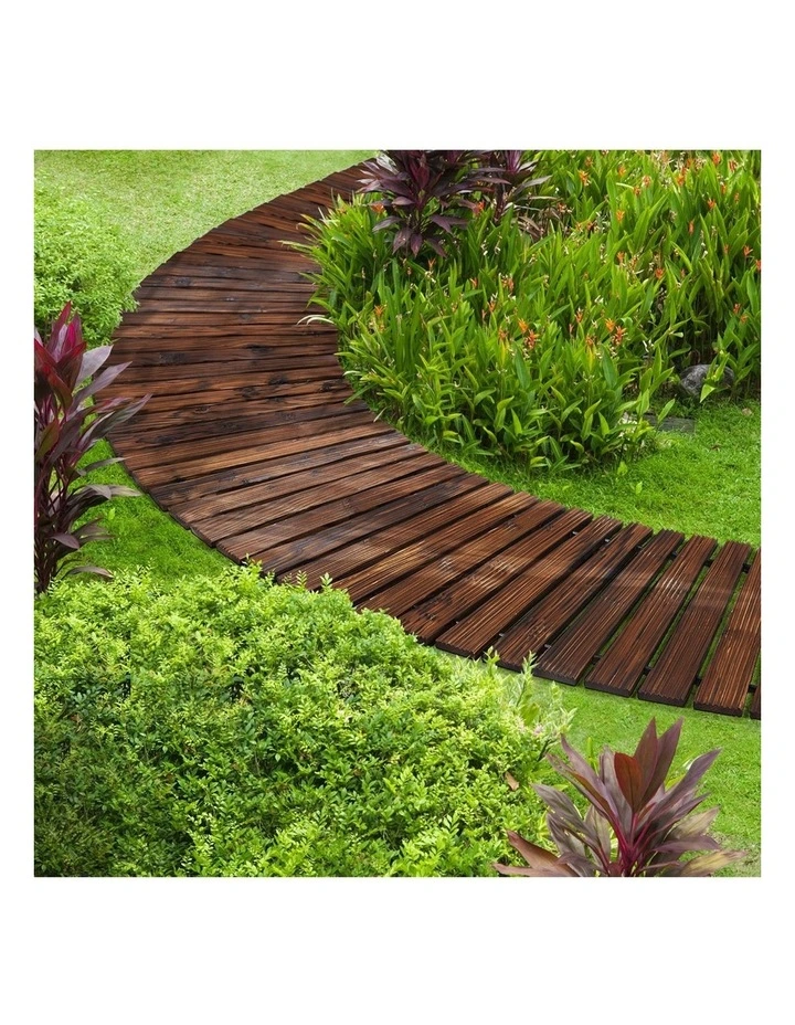 Livsip Garden Wooden Pathway 8ft Roll-Out Curved Wood Walkway Backyard Outdoor image 5