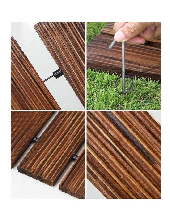 Livsip Garden Wooden Pathway 8ft Roll-Out Curved Wood Walkway Backyard Outdoor image 6