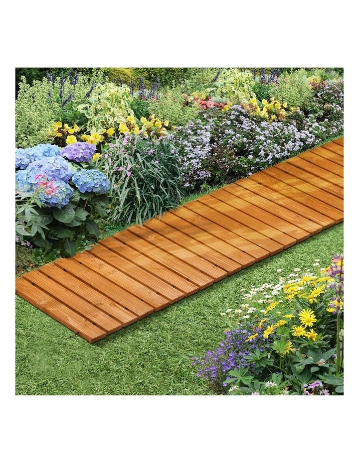 Livsip Garden Wooden Pathway 8ft Straight Roll-Out Wood Walkway Outdoor Backyard image 4