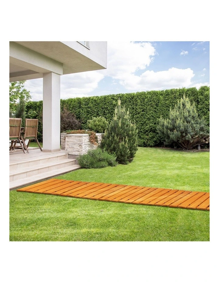 Livsip Garden Wooden Pathway 8ft Straight Roll-Out Wood Walkway Outdoor Backyard image 5