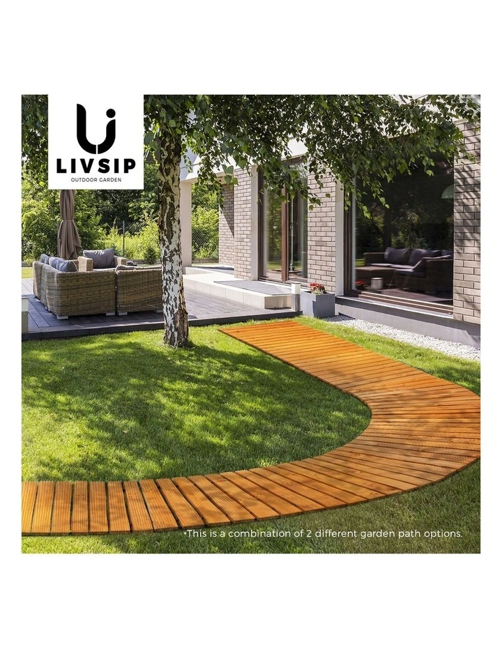 Livsip Garden Wooden Pathway 8ft Straight Roll-Out Wood Walkway Outdoor Backyard image 7