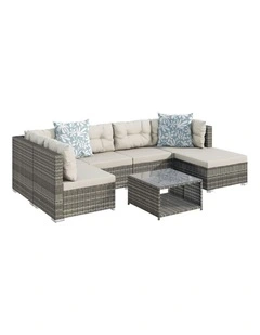 Outdoor Furniture 7PCS Patio Wicker Set Light Grey