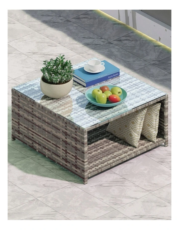 Outdoor Furniture 7PCS Patio Wicker Set Light Grey image 7