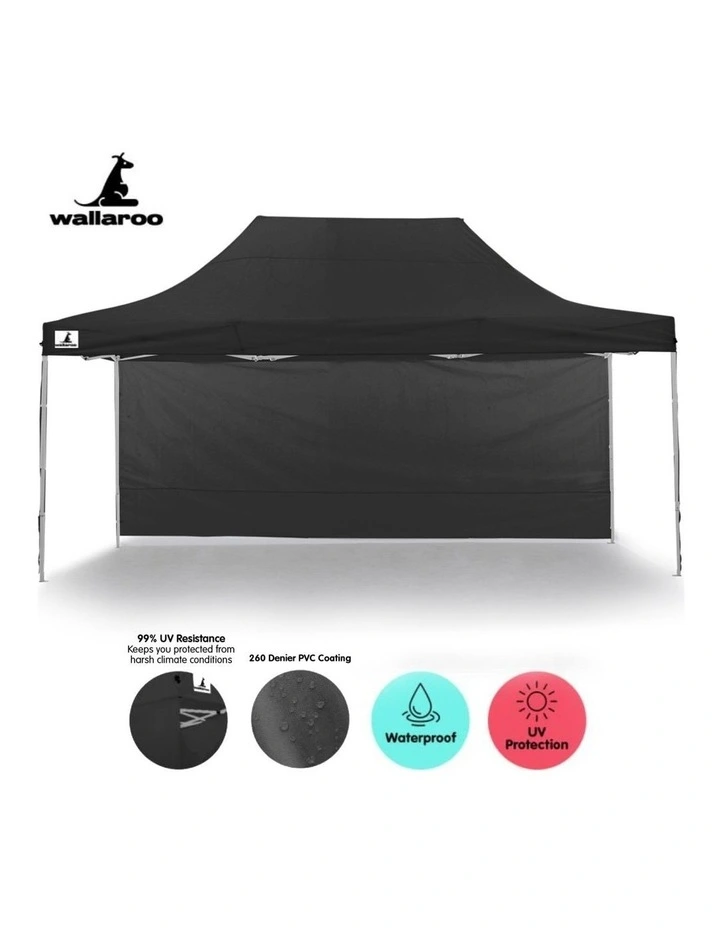 Gazebo Tent Marquee 3x4.5m PopUp Outdoor Wallaroo Black image 3