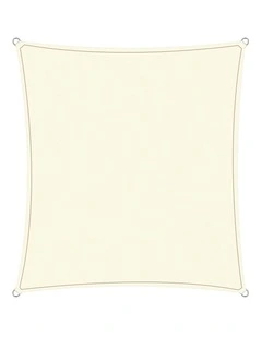 Wallaroo Waterproof 160GSM Outdoor Sun Shade Sail Canopy Cream Rectangle 4 x 6m
