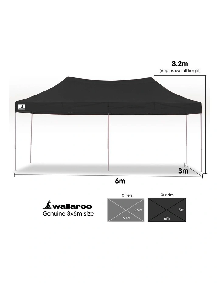 Gazebo Tent Marquee 3x6m PopUp Outdoor Wallaroo Black image 7