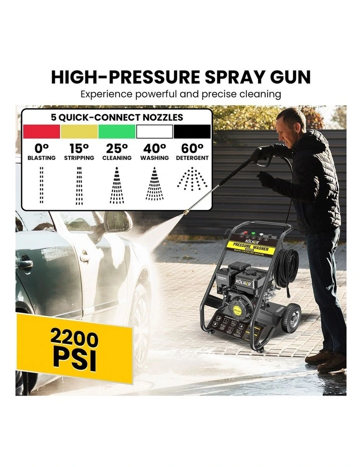 Kolner LT-12A 7HP 2200PSI Petrol Engine High Pressure Washer 7.5LPM image 3