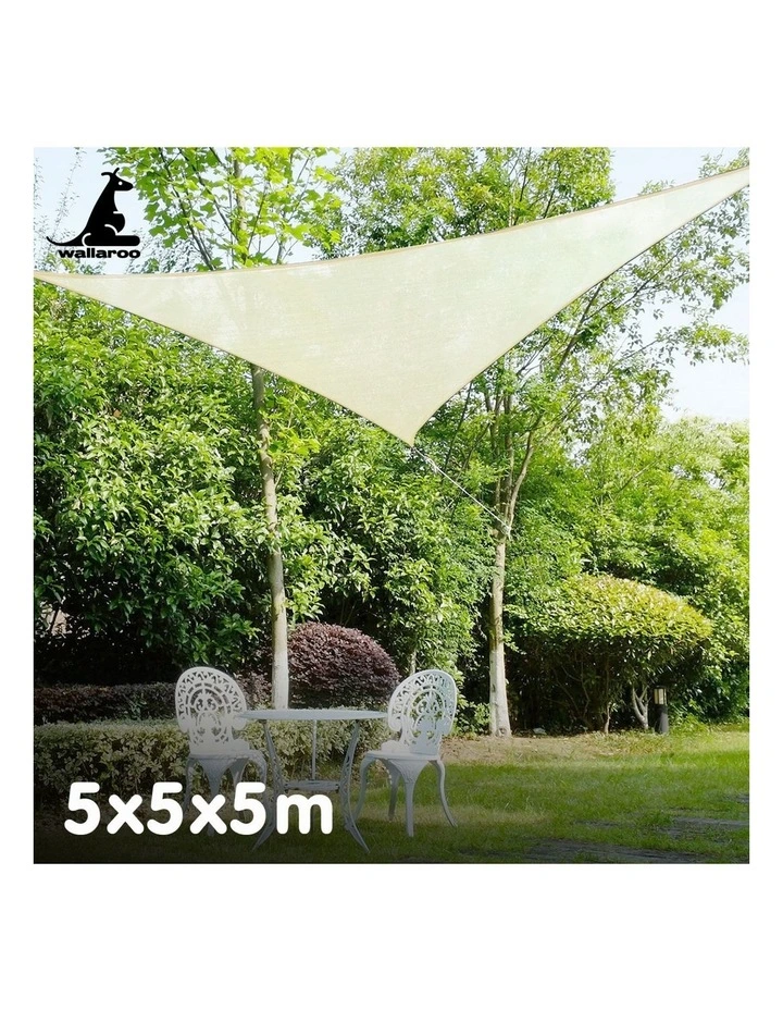Wallaroo Waterproof 160GSM Outdoor Sun Shade Sail Canopy 5m Triangle image 1