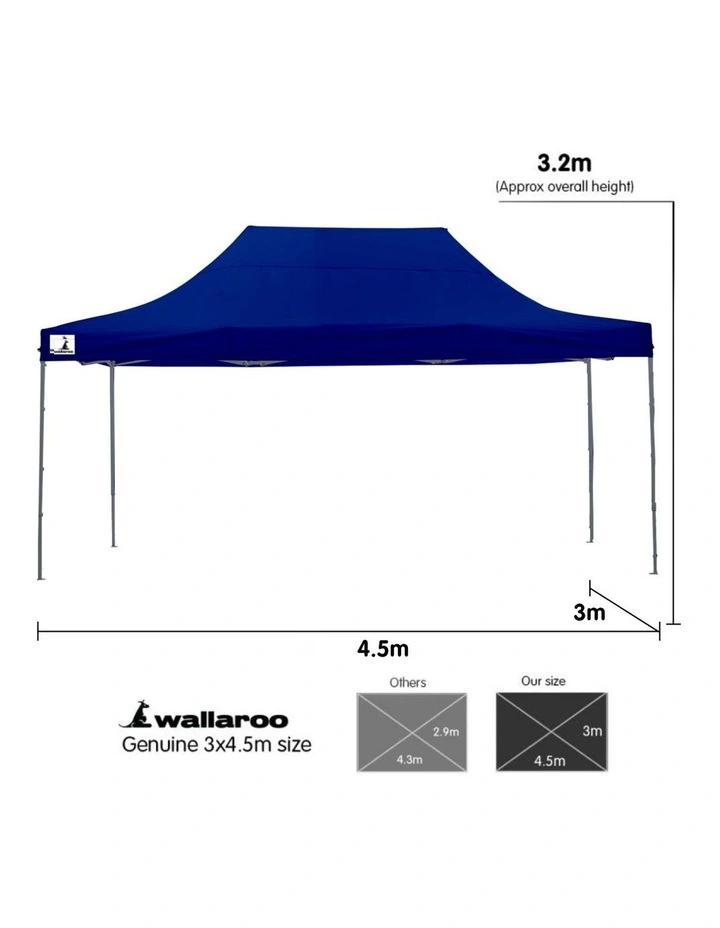 Gazebo Tent Marquee 3x4.5m PopUp Outdoor Wallaroo Blue image 6