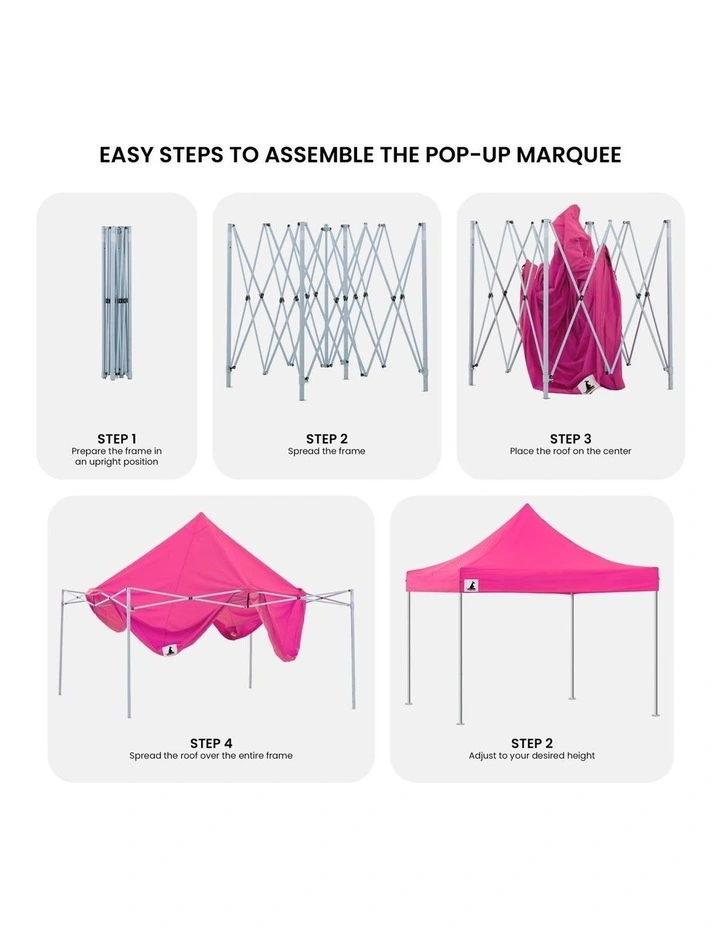 Wallaroo 3x3 PopUp Pink Gazebo Marquee Outdoor Tent image 6