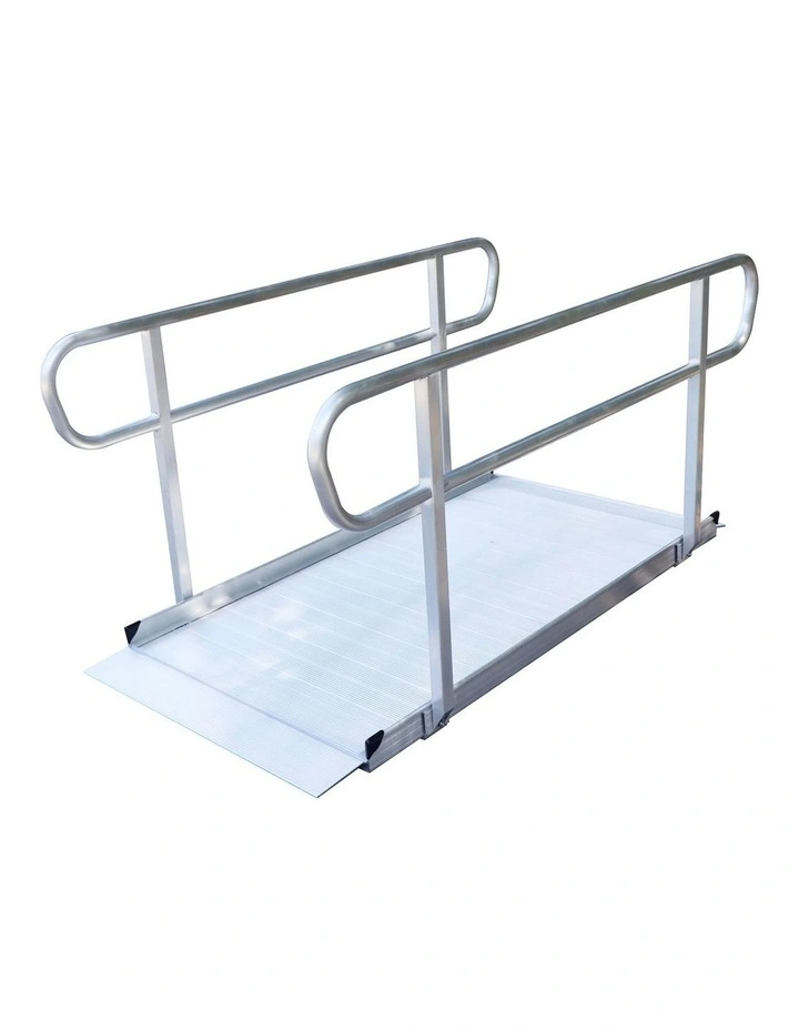 Kartrite 6ft Portable Aluminium Mobility Threshold Access Wheelchair Ramp w/ Handrails image 1