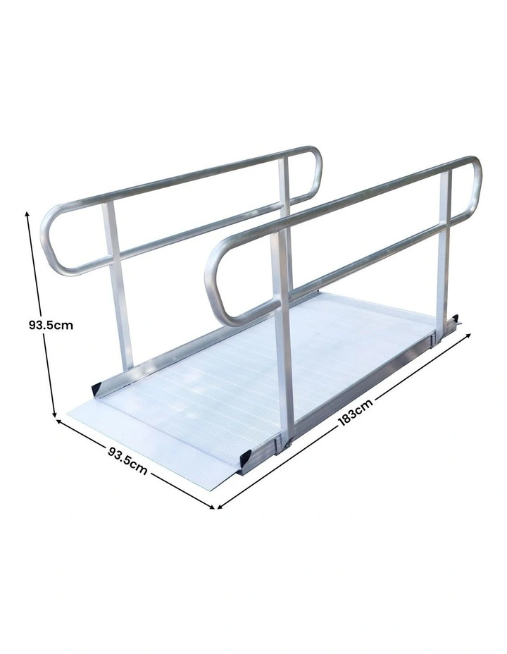 Kartrite 6ft Portable Aluminium Mobility Threshold Access Wheelchair Ramp w/ Handrails image 3
