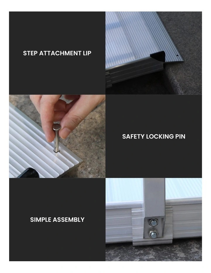 Kartrite 6ft Portable Aluminium Mobility Threshold Access Wheelchair Ramp w/ Handrails image 5