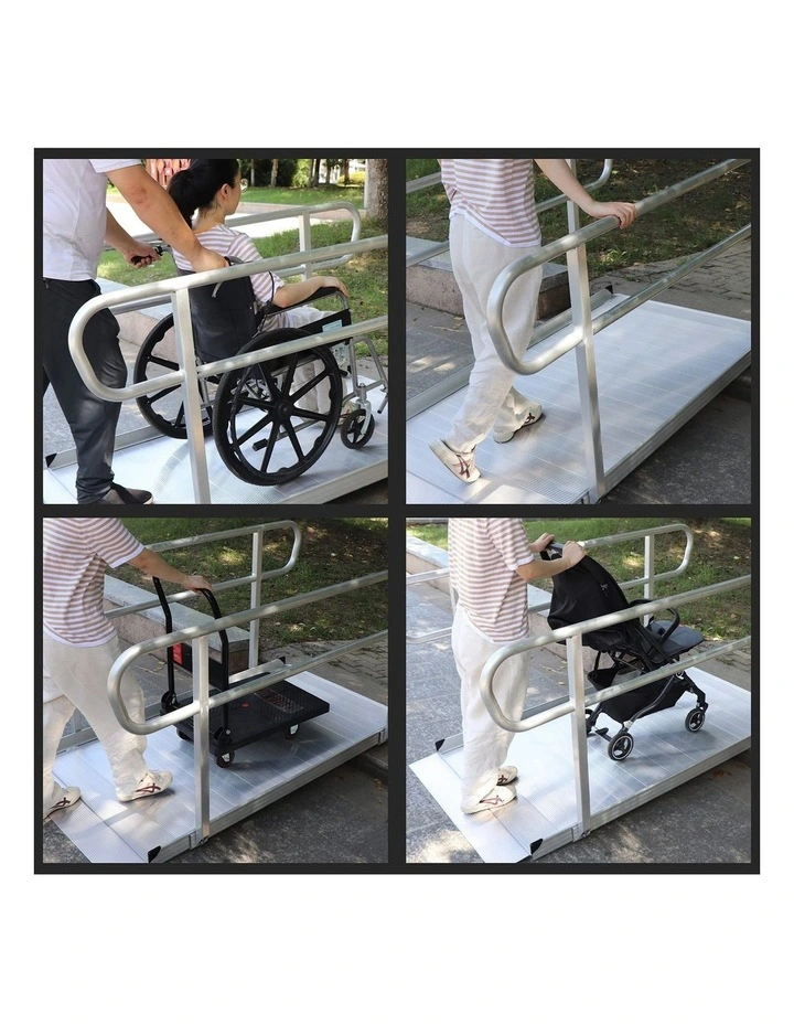 Kartrite 6ft Portable Aluminium Mobility Threshold Access Wheelchair Ramp w/ Handrails image 6