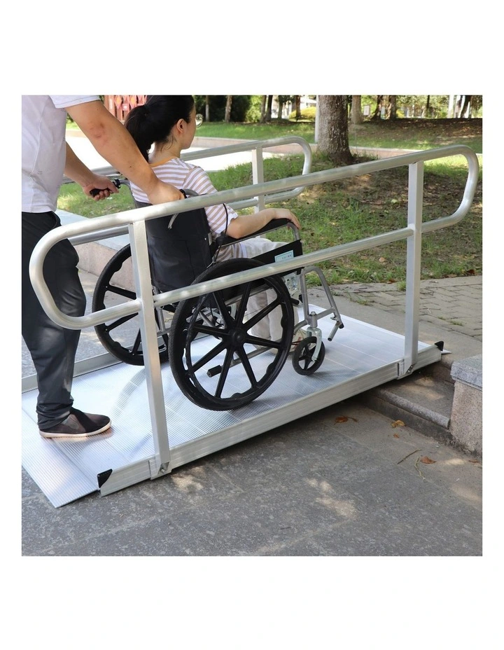 Kartrite 6ft Portable Aluminium Mobility Threshold Access Wheelchair Ramp w/ Handrails image 7