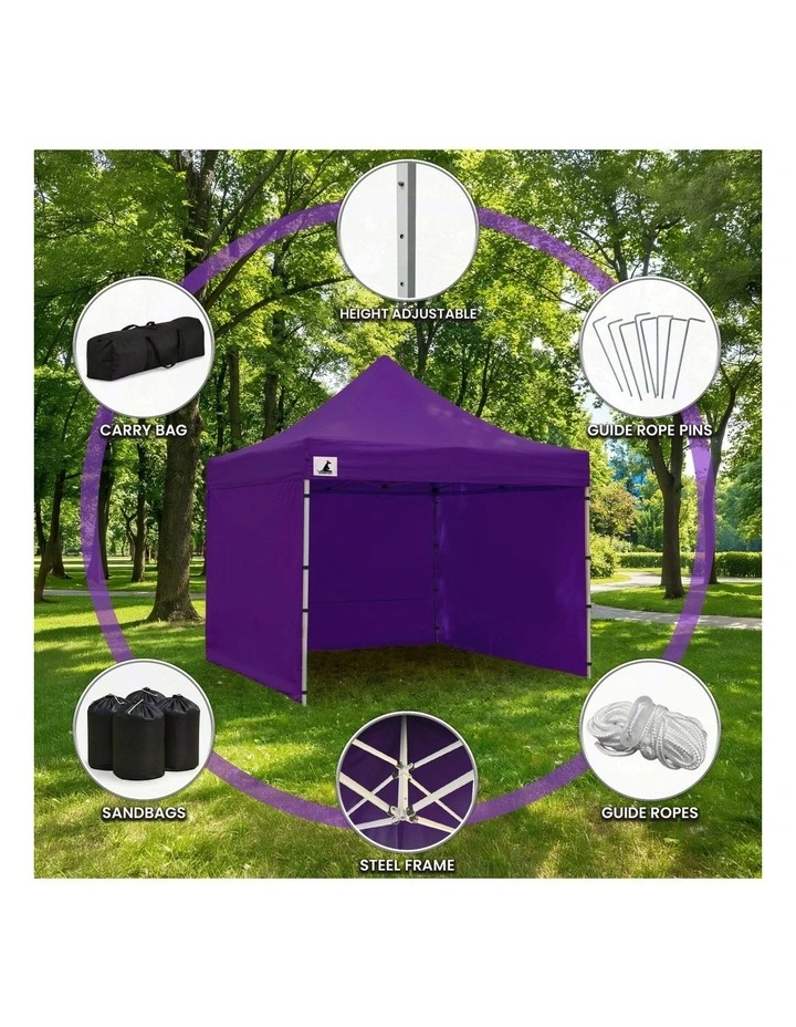 Wallaroo 3x3 PopUp Purple Gazebo Marquee Outdoor Tent image 3