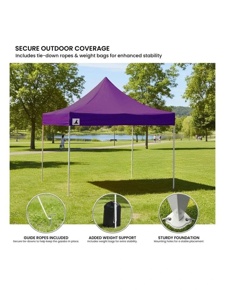 Wallaroo 3x3 PopUp Purple Gazebo Marquee Outdoor Tent image 4